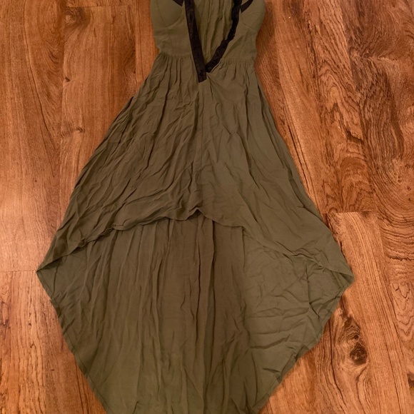 Lightweight Olive Green Asymmetrical Dress Cut Out Dress (Xsmall) - Picture 2 of 6